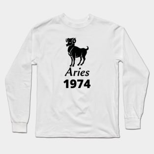 Black Aries Zodiac 1974 Long Sleeve T-Shirt